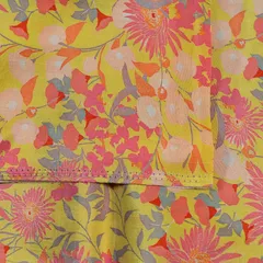Yellow Color Crepe Digital Printed Fabric