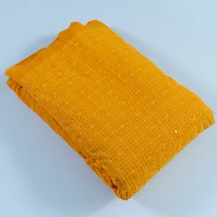 Mustard Color Georgette Chikan Embroidered Fabric