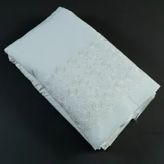 White Color Dyeable Cotton Chikan Embroidered Fabric