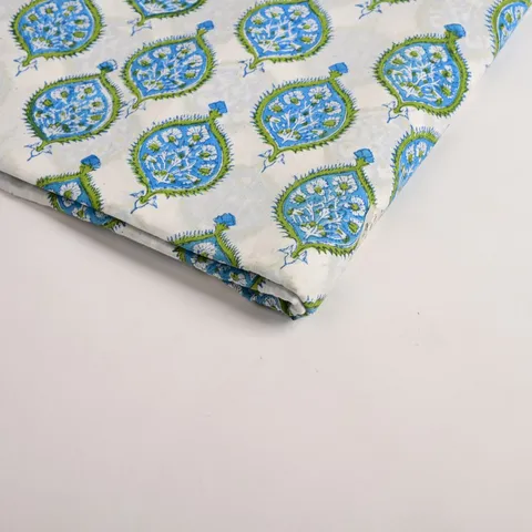 White Color Cotton Printed Fabric