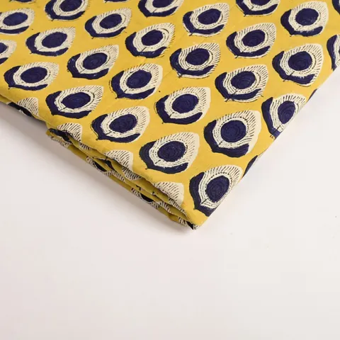 Yellow Color Cotton Printed Fabric