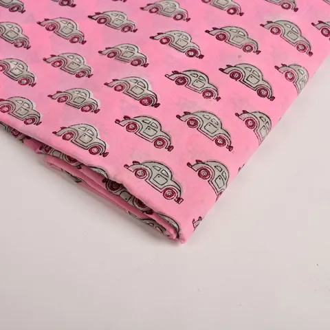 Pink Color Cotton Printed Fabric