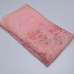 Pink color Muslin Embridery with print
