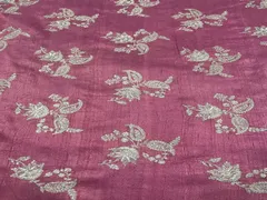 Dyed Embroidered Pure Raw Silk Rouge Golden Floral
