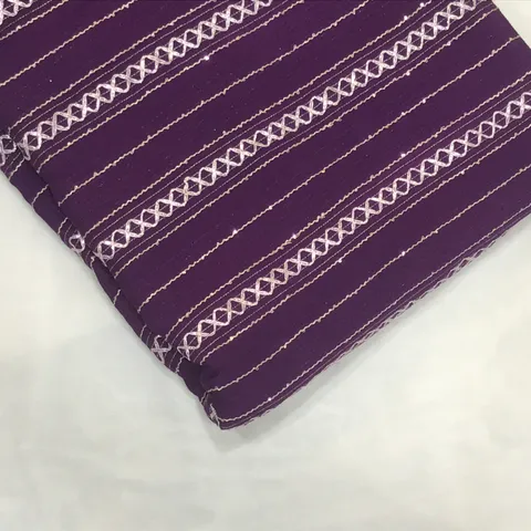 Purple Color Chinon Chiffon With Gota Embroidered Fabric