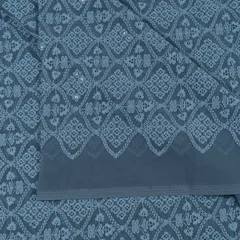Dark Grey Color Georgette Chikan Embroidered Fabric