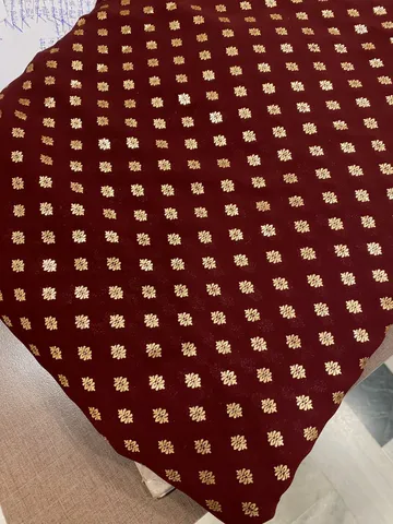 Maroon Color Georgette Foil Printed Fabric