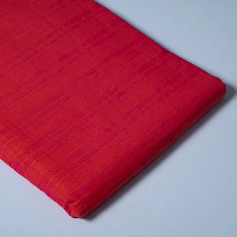 Red Color Cotton Dobby Self Check Fabric