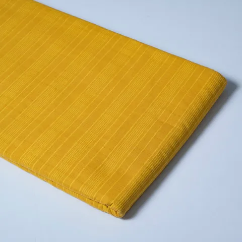 Yellow Color Cotton Dobby Self Check Fabric