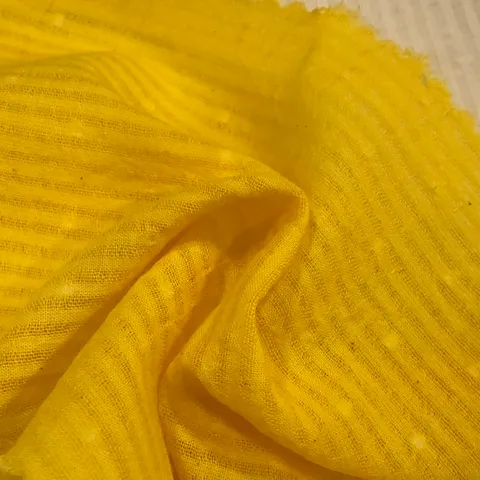 Yellow Color Cotton Dobby Strips Fabric