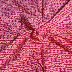 Red Color With Yellow Stripes Cotton Printed Fabric