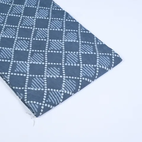 Grey Color Daboo goemetric Printed Fabric