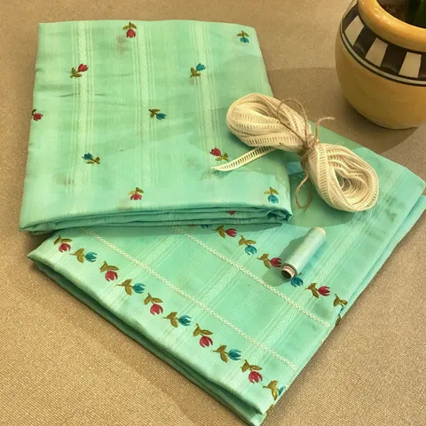 Firozi Color Cotton Embroidered DIY Set