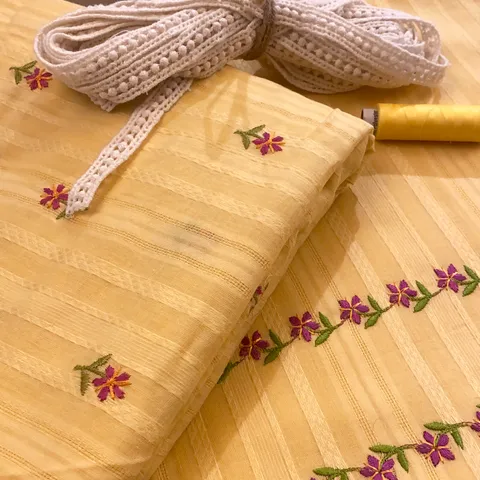 Yellow Color Cotton Embroidered DIY Set