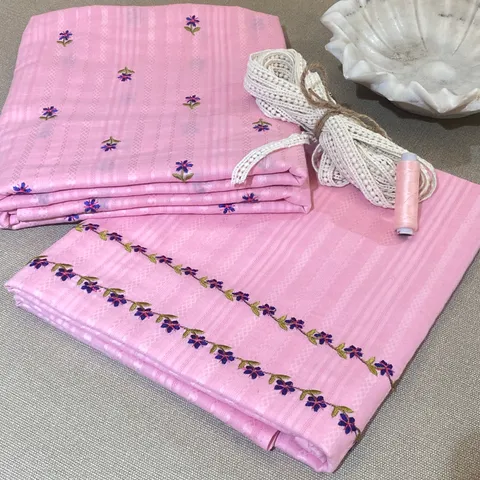 Pink Color Cotton Embroidered DIY Set