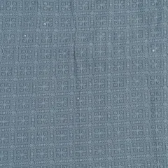 Grey Color Georgette Chikan Embroidered Fabric (1Meter Piece)