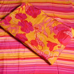5 Mtr. Yellow and Multi Color Print Cotton Silk Digital Printed fabric Set