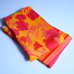 5 Mtr. Yellow and Multi Color Print Cotton Silk Digital Printed fabric Set