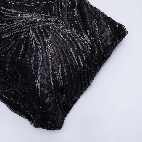 Black Color Net Sequin Embroidery