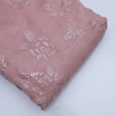Onion Pink Color Pure Organza Embroidery