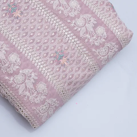 Onion Pink Color Georgette Embroidery
