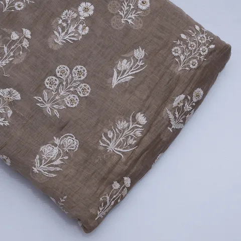 Taupe Color Mal Chanderi Embroidery
