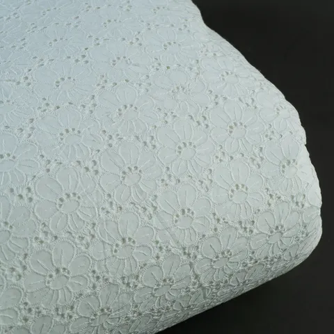 White Color Dyeable Cotton Chikan Embroidered Fabric (1Meter Piece)