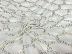 Dyeable Embroidered Georgette White Geometric 4
