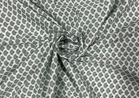 Printed Cotton Voil Green Flowers