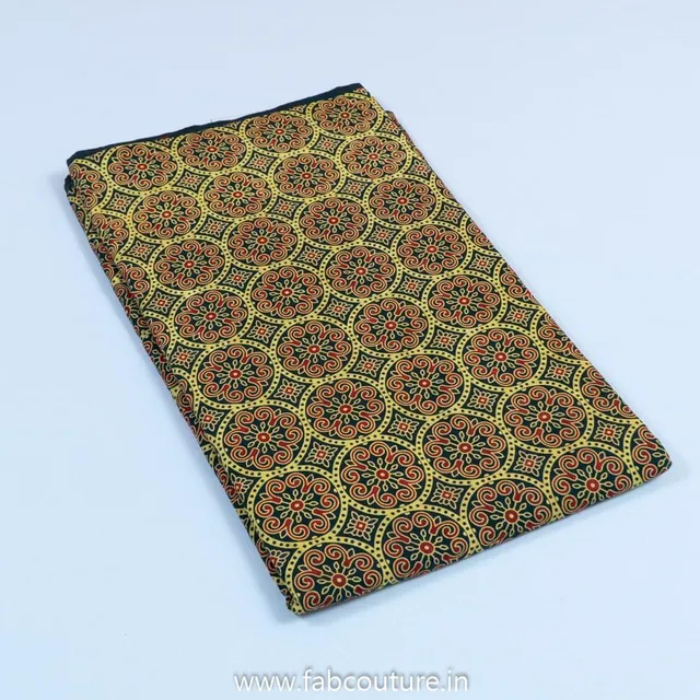 Green Cotton Ajrakh Printed Fabric