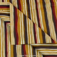 Mustard Cotton Discharge Printed Fabric