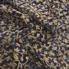 Net Zari Dori Embroidered Fabric