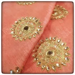Peach Poly Dupion Embroidery(1.30mtr Piece)