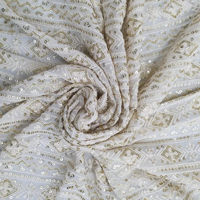 Georgette Embroidered Fabric
