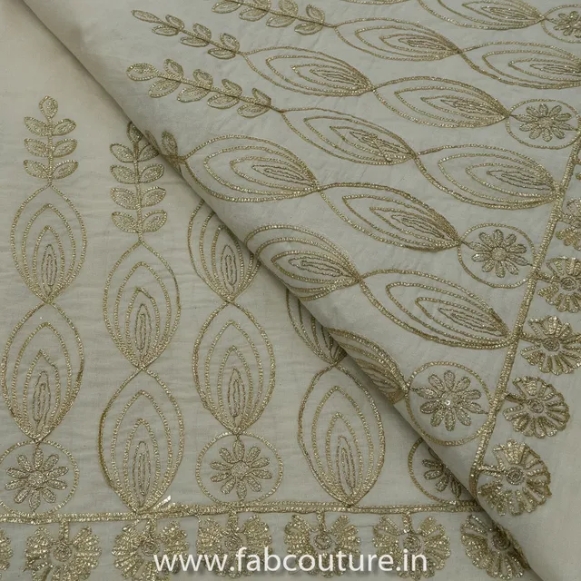 White Cotton Embroidered Fabric