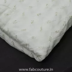White Chinon Embroidered Fabric