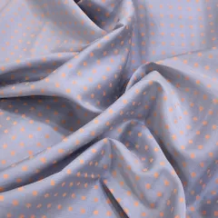 Peach Dots on Grey Glace Cotton Printed Fabric