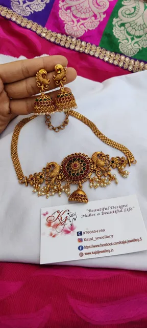 High necklace with jhumki