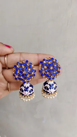 Blue meenakari jhumki