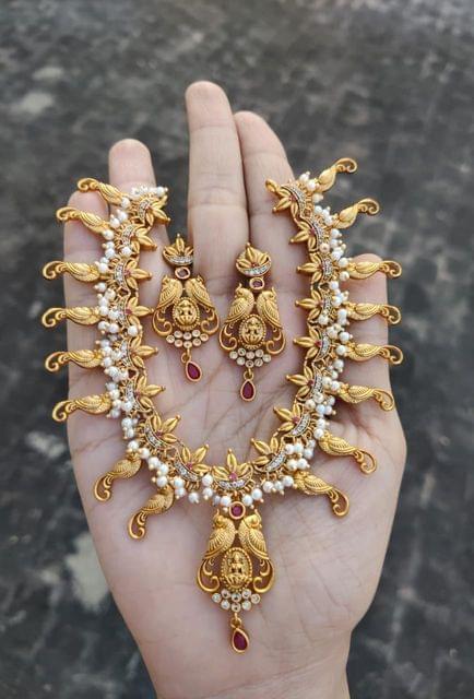 Cz guttapusulu Lakshmi necklace