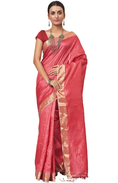 Tangail Red Tussar Silk Saree
