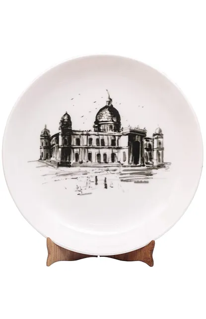 Ceramic Plate With Wooden Stand - Victoria