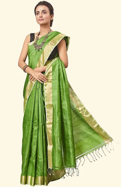 Tangail Green Tussar Silk Saree