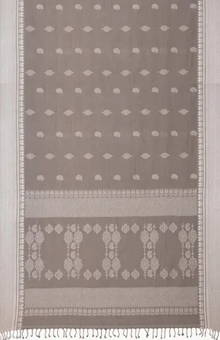 Handwoven grey tangail mercerised cotton saree