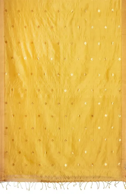 Handwoven Tangail Yellow Silk Saree