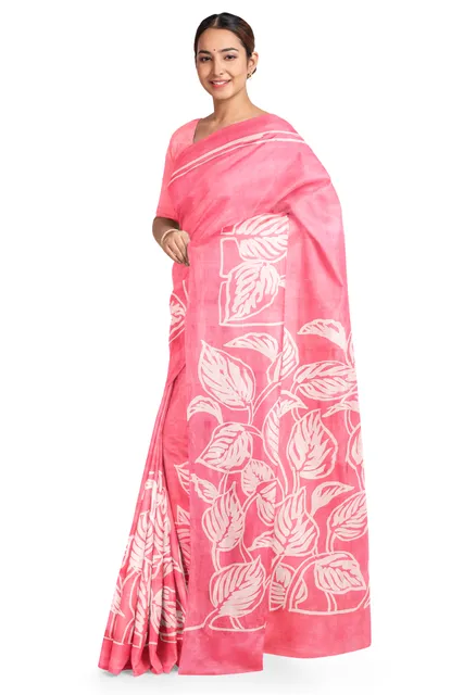 Batik Silk Saree Pink