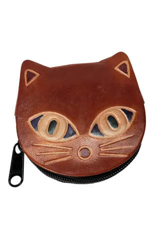 Leather Coin Purse - Cat
