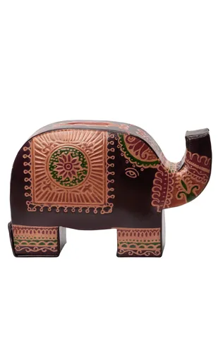 Leather Piggie Bank - Elephant