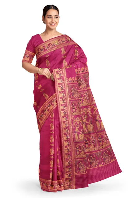 Baluchari Silk Saree Pink
