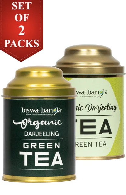 200g Organic Darjeeling Green Tea from Makaibari & MIM Tea Garden - 100g per caddy)